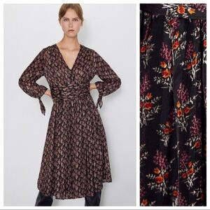 NWT. Zara Floral Print Midi Dress. Size XS, S, M.